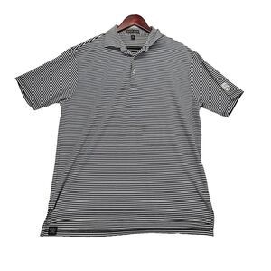 Peter Millar Summer Comfort Golf Shirt‎ Short Sleeve Striped Black White Mens L